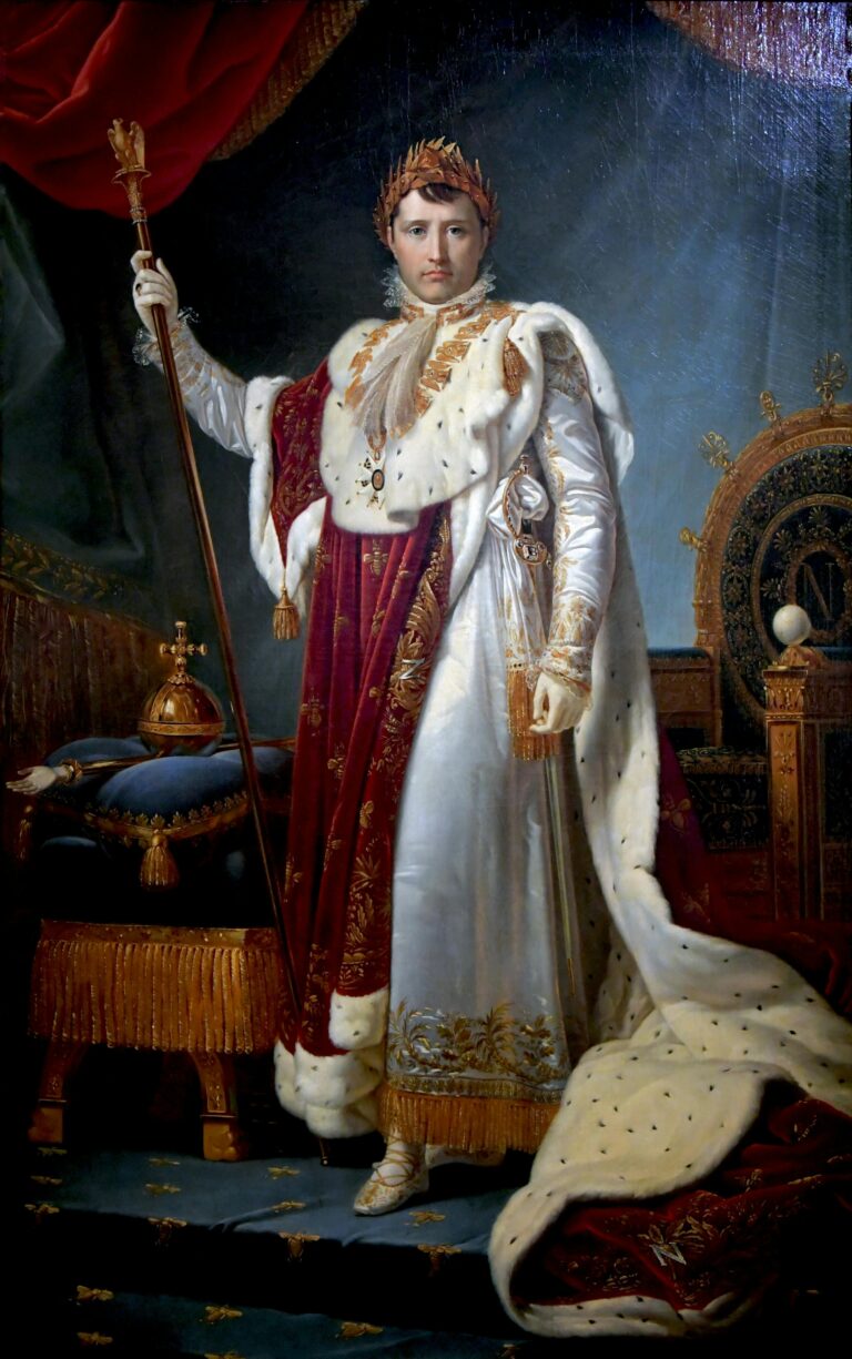 King holding a scepter symbolizing spiritual authority, representing the shift of souls after John the Baptist and the conquest of the Kingdom of Heaven.
